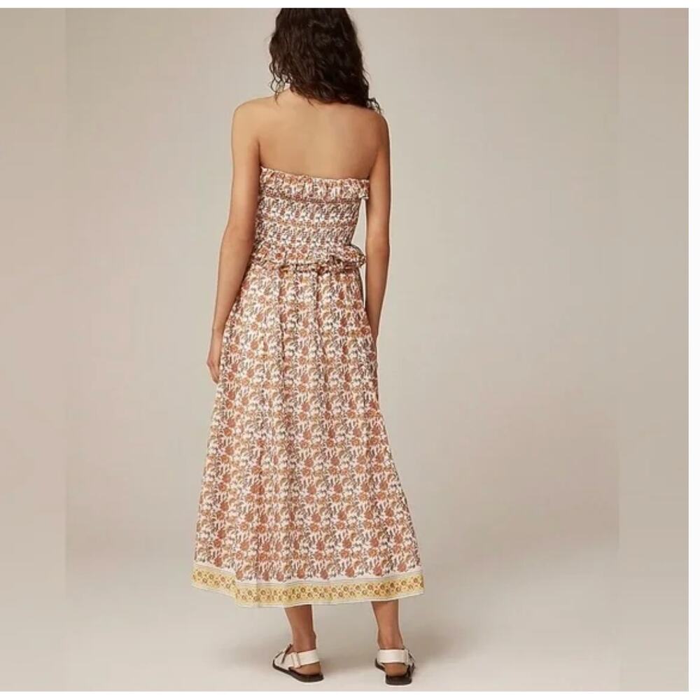 J.Crew Ravenna Dress S NWT Sunset Rose Ramie Floral J.Crew Midi CK836 Boho - Picture 2 of 5